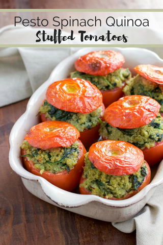 Pesto Spinach Quinoa Stuffed Tomatoes | The Smile Blog | TheWhiteningStore.com