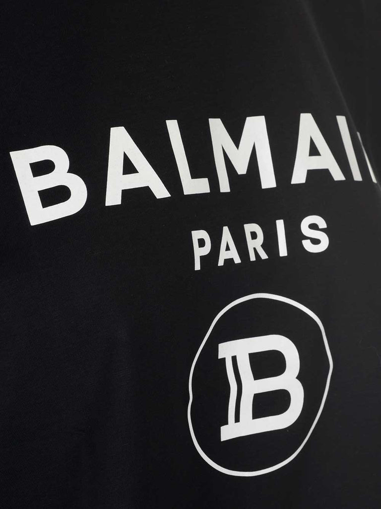 balmain logo-print cropped cotton-jersey t-shirt