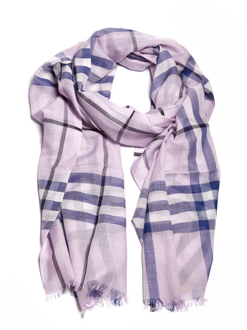 Burberry Checked Frayed Hem Scarf