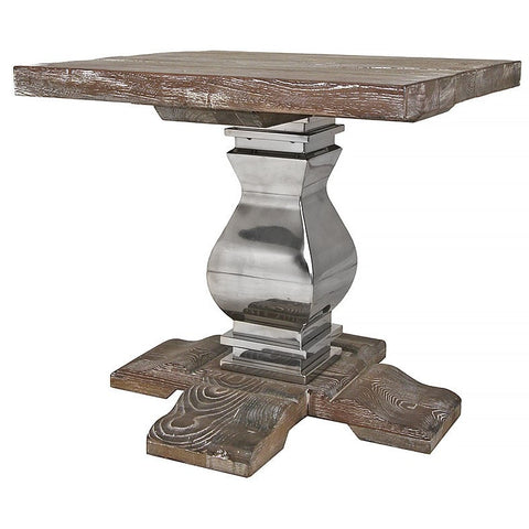 Reclaimed Elm Side Table with Metal Base