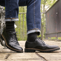 Alex Perry models the Roguish Brogues in black - photography by Gryfeathr photography. 