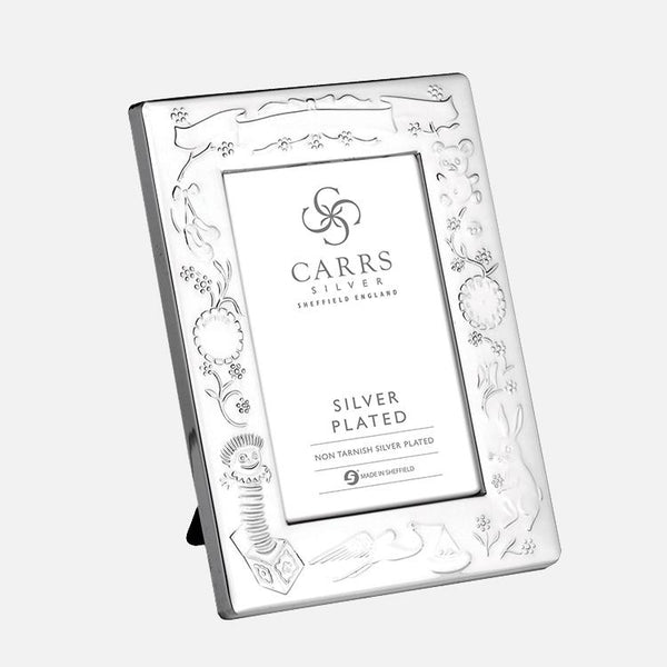 silver christening frame