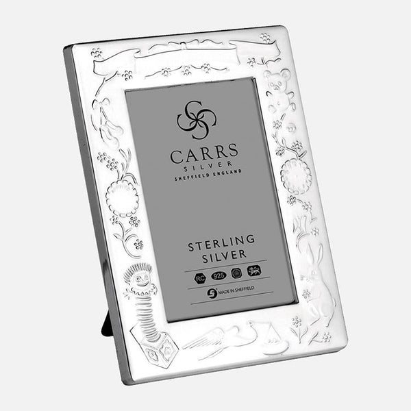 silver christening frame