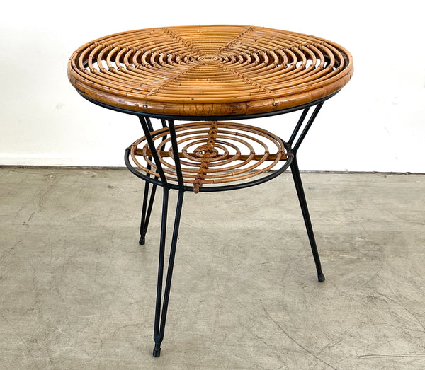 mid century rattan table