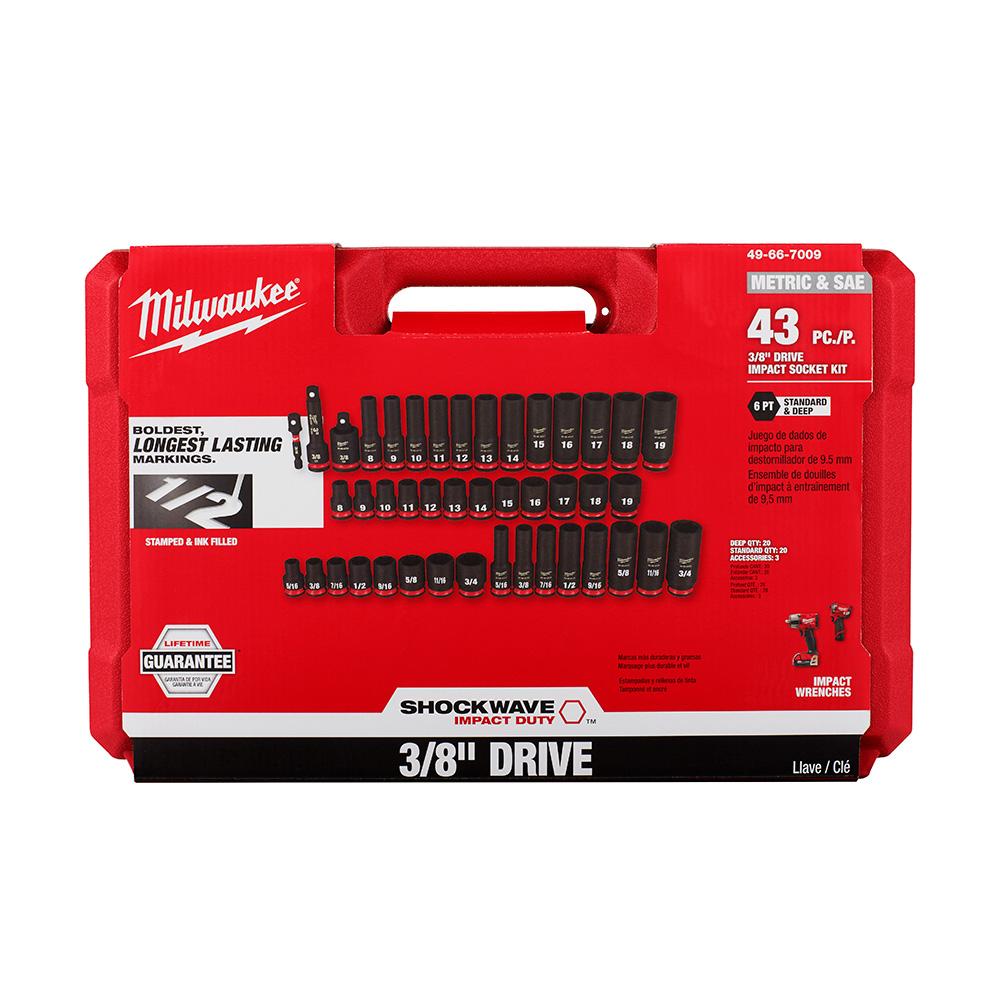 Milwaukee 49-66-4419 8 Piece 3/8" Drive Shockwave Impact Socket Set SAE 