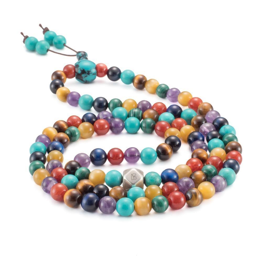 collier mala 7 chakra malachite