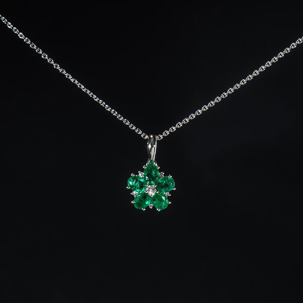 Lovely Emerald Flower - 18K Pendant 