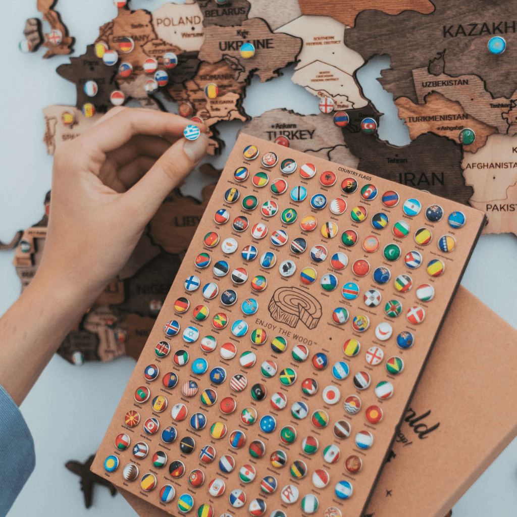 Flag Push Pins for Wooden Map