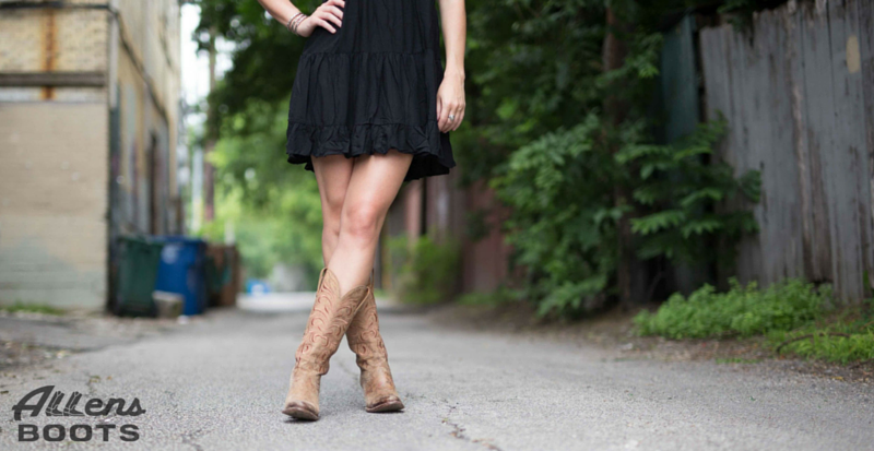 black dress with cowgirl boots