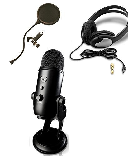 Blue Yeti Blackout Usb Microphone Bundle With Studio Headphones And Po Audiotopia