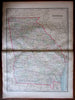 Georgia state 1889 Bradley large oversized hand colored old map very detailed