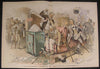 Pension Grabbers Corrupt Veteran Fake Injury 1889 antique color lithograph print