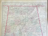 Alabama state map Mobile Bay Birmingham 1878 O.W. Gray fine large map