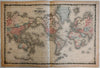 World Map Mercator Projection explorer's ocean tracks 1862 Johnson & Ward map