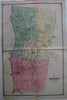Yonkers New York Westchester County city street plan c.1870 large antique map