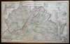 Virginia & West Virginia Hampton Roads Norfolk 1877 O.W. Gray fine large map
