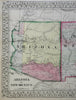 Arizona & New Mexico American Indian Tribes Comanche Apache 1867 Mitchell map