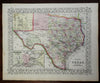 Texas County Map Galveston Dallas Houston El Paso 1866 Mitchell map