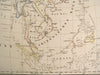Spread of Buddhist States in Asia China Japan 1849 Flemming old antique map