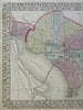 Washington DC detailed city plan White House Capitol Building 1867 Mitchell map