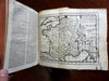 Geographical Dictionary 1779 nice gilt leather book w/ 5 folding maps of world