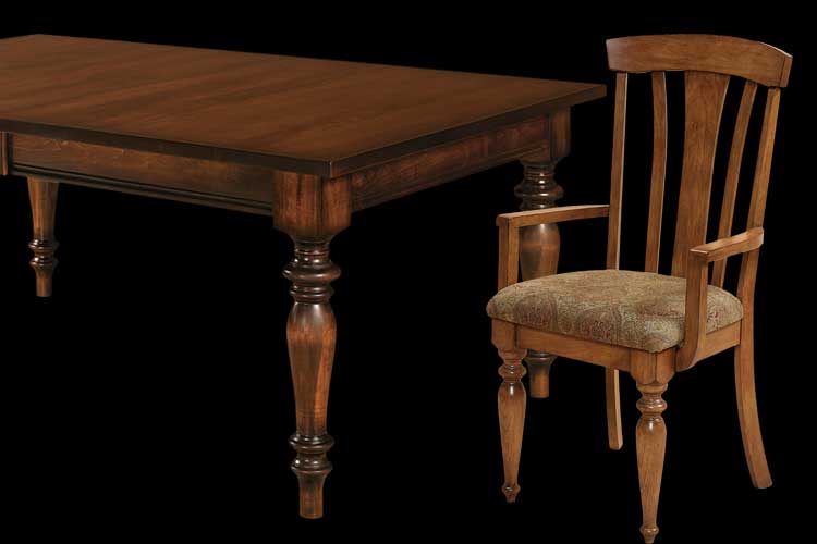 Harvest Leg Table with the Parkway Side Chair with Upholstered Seat