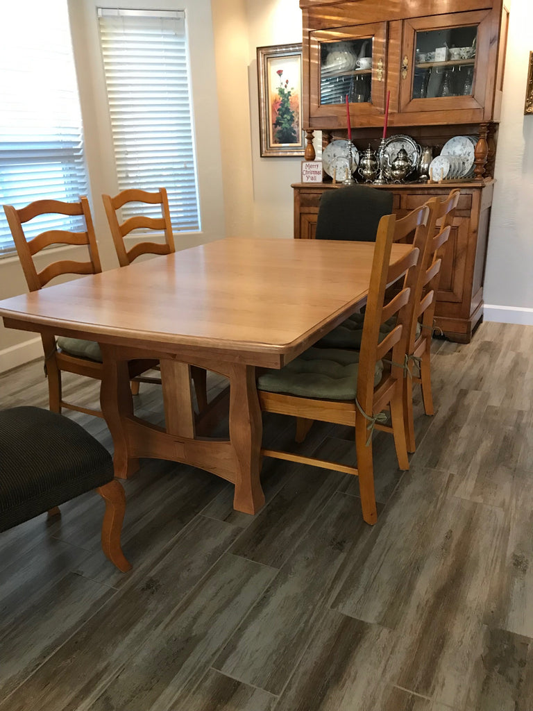 Reno Trestle Table in Cherry with a Natural finish - Customer Photo