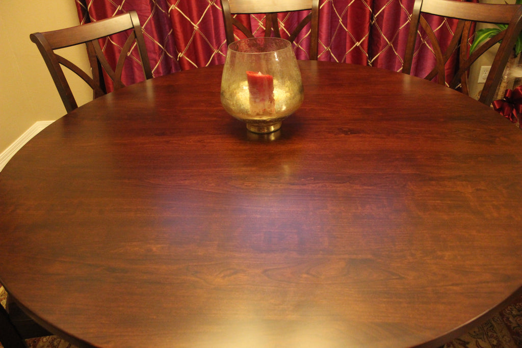 Barrington Single Pedestal Table Top in Cherry with a Burnt Umber Stain