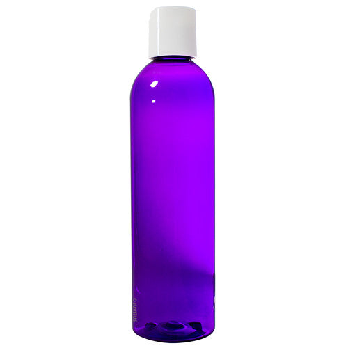 Purple Plastic Slim Cosmo Bottle With White Disc Cap 8 Oz 250 Ml