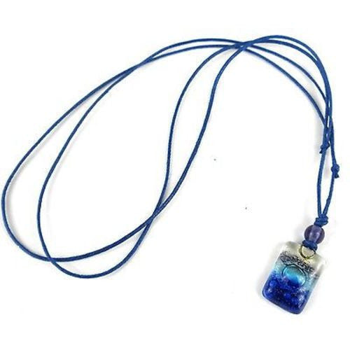 Sand and Sea Small Fused Glass Pendant Necklace Handmade and Fair Trade