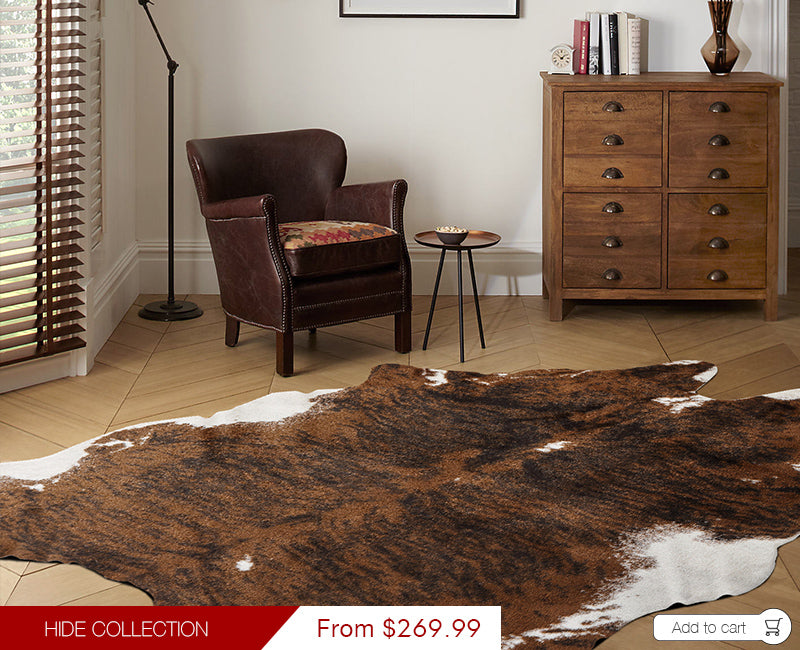 Modern Weave Hides Collection Modern Faux Cow Hide Rug Brown HID01 152x198cm