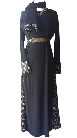lycra stretchable abaya with belts and panels