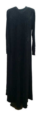black abaya with beads and borders
