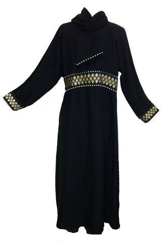 Dubai Abaya with Brocade Bordered Waist for muslimah