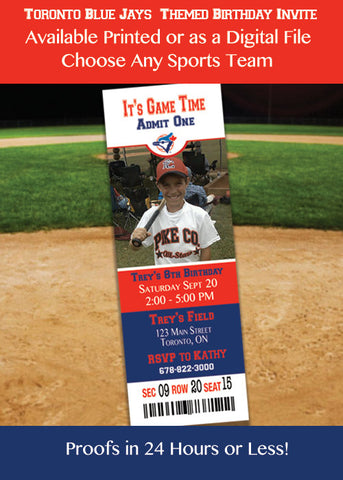 Blue Jays Birthday Party Invitations