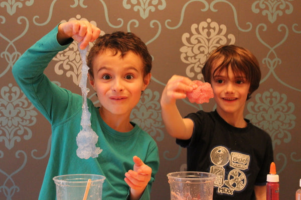 Kids playing with slime