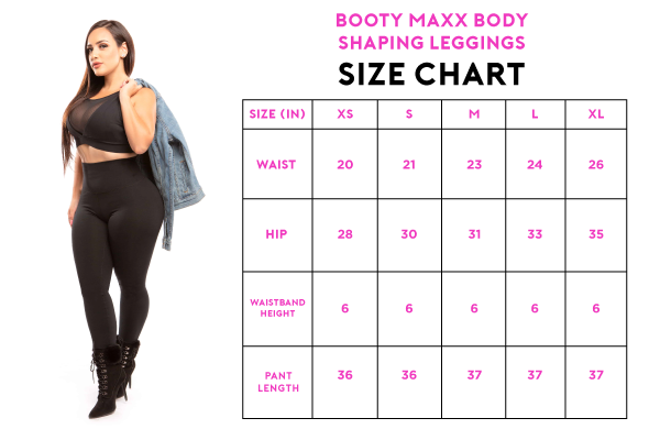 booty maxx body shaping leggings size chart