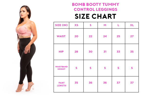 booty maxx tummy control leggings size chart