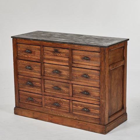 SIDEBOARD CHEST OF DRAWERS WITH STONE TOP - France, 1890