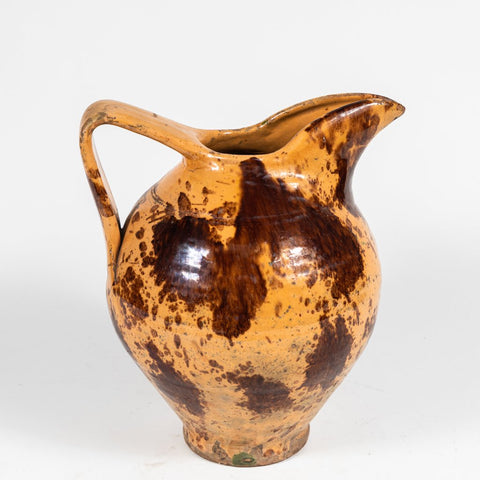 LATE 19TH CENTURY GLAZED YELLOW AND BROWN PITCHER POT FROM FRANCE - France, 1880