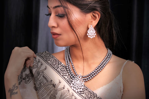 Saree with jewellery