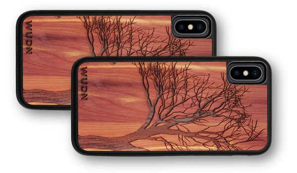 Slim wooden iPhone case, slim wooden Galaxy galaxy case, winter tree design