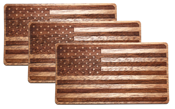 Real wood american flag sticker