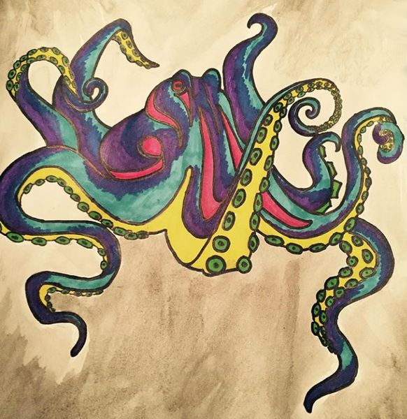 Original Art - Jake Lindberg - Graffiti Octopus for wooden phone case