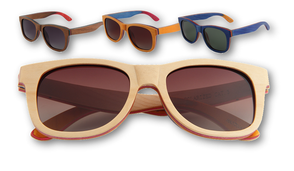 Wooden sunglasses recycled skatedeck sunglasses