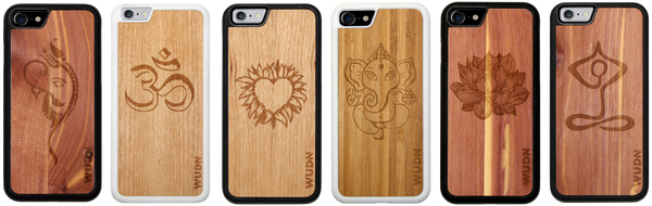 Yoga inspired slim wooden phone case designs for iphone and samsung galaxy phones