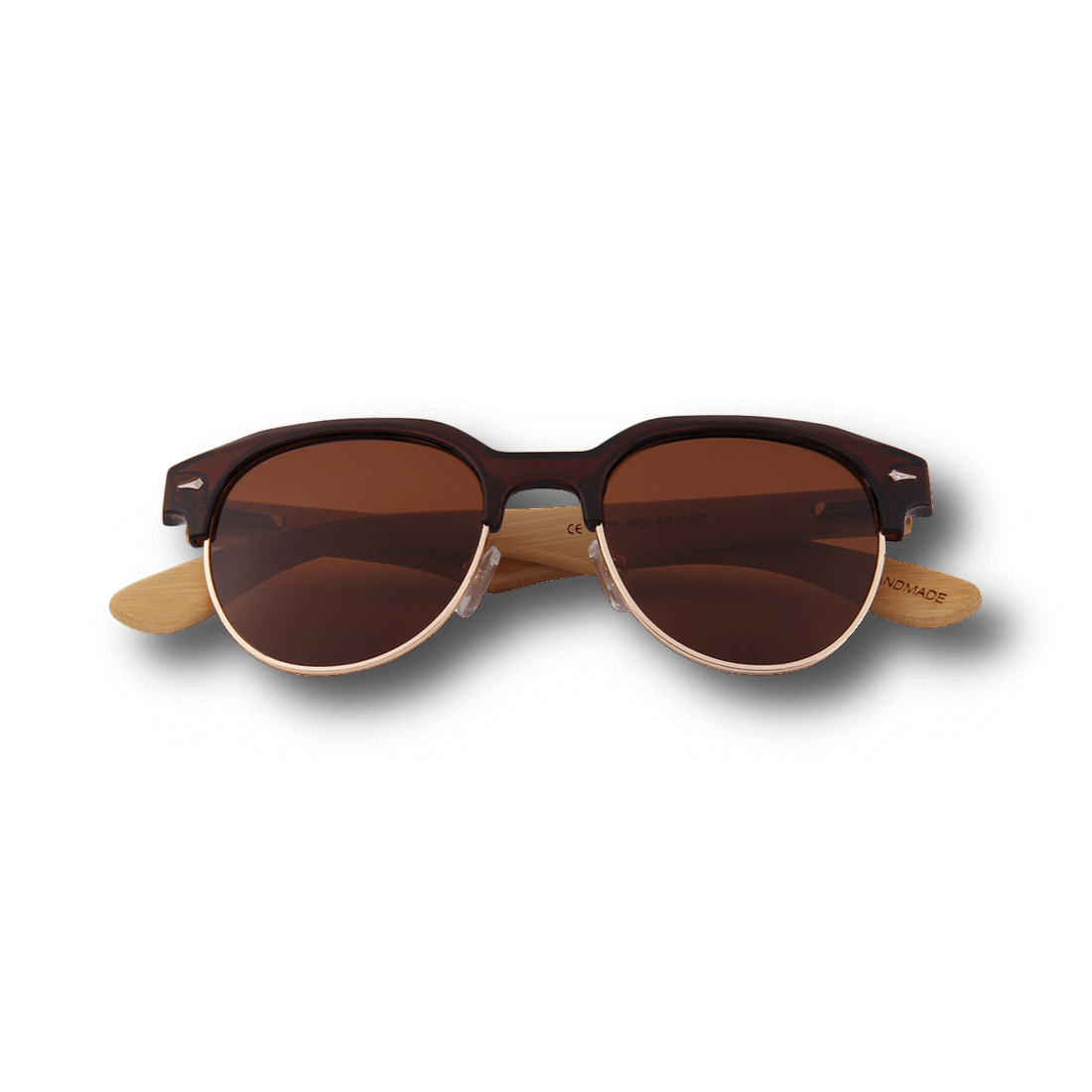 Real Bamboo Vintage Browline Style RetroShade Sunglasses by WUDN