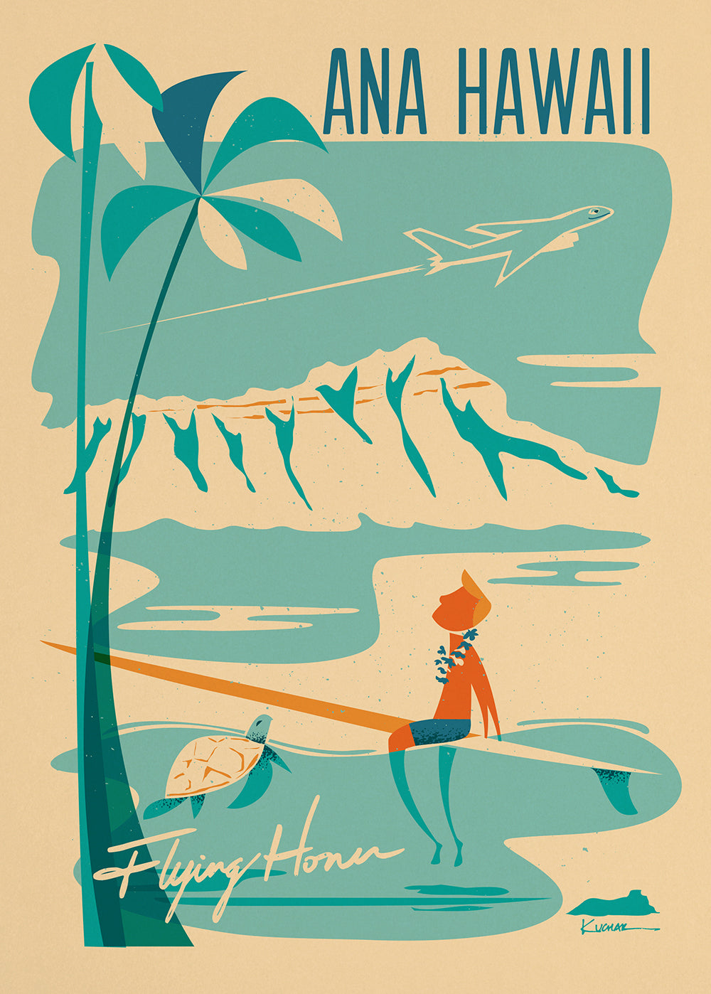 Nick Kuchar Vintage Hawaii Travel Print