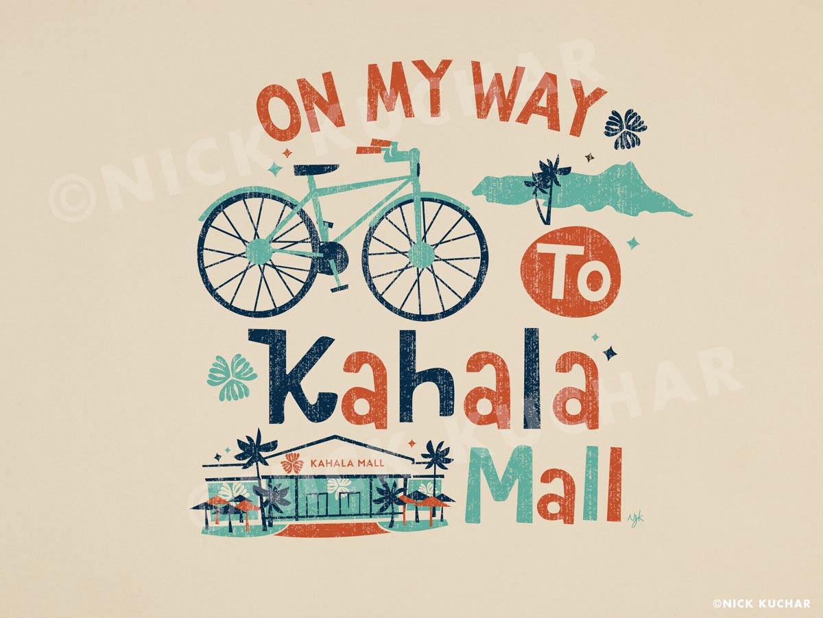 Nick Kuchar Vintage Hawaii Kahala Mall Illustration