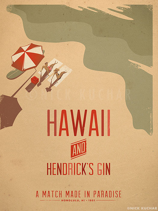 nick-kuchar-vintage-hendricks-gin-hawaii-poster